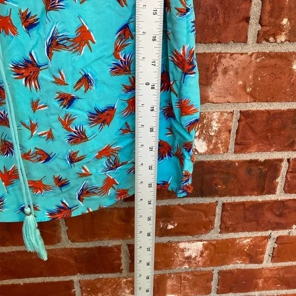 Cabi #5230 Womens Small Blue Palm Tree Tassle Sleeveless Top - Picture 7 of 8